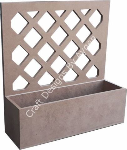 Boyanabilir Ahşap Ham Objeler -İŞLEMELİ ÇİÇEKLİK  36X38X12