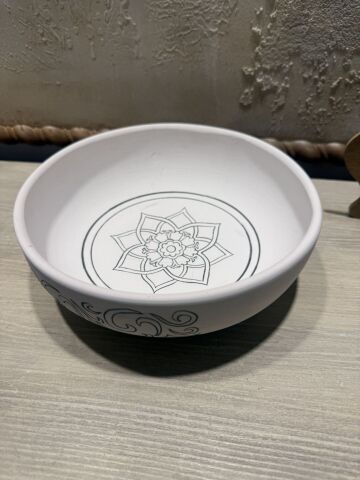 Çini Tahrirli Bisküvi - ÜÇ GONCA KASE 19 CM
