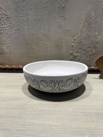 Çini Tahrirli Bisküvi - ÜÇ GONCA KASE 19 CM
