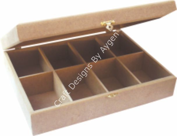 Boyanabilir Ahşap Ham Objeler - SEKİZ BÖLMELİ KUTU